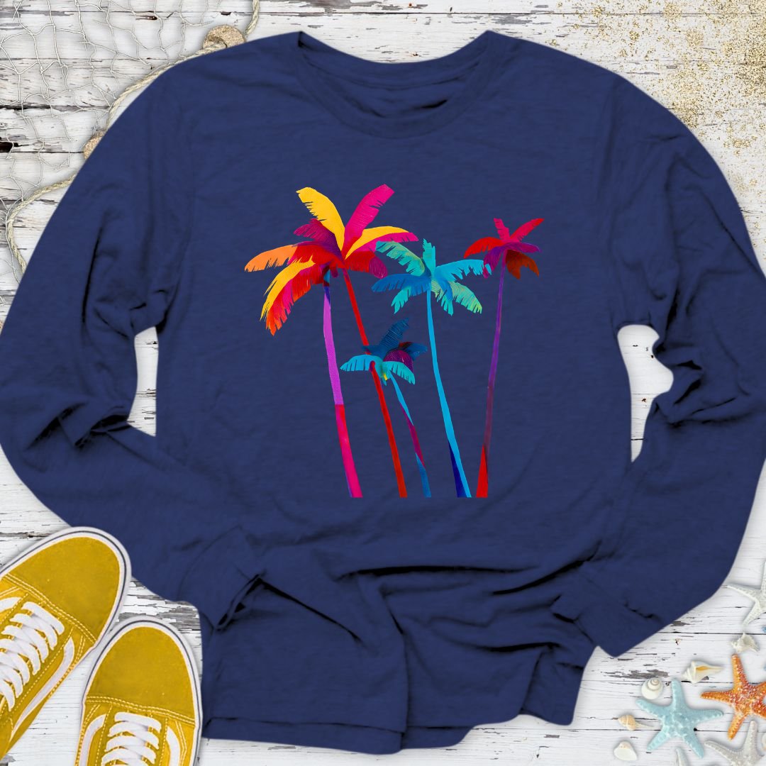 Artistic Palm Trees Long Sleeve Tee