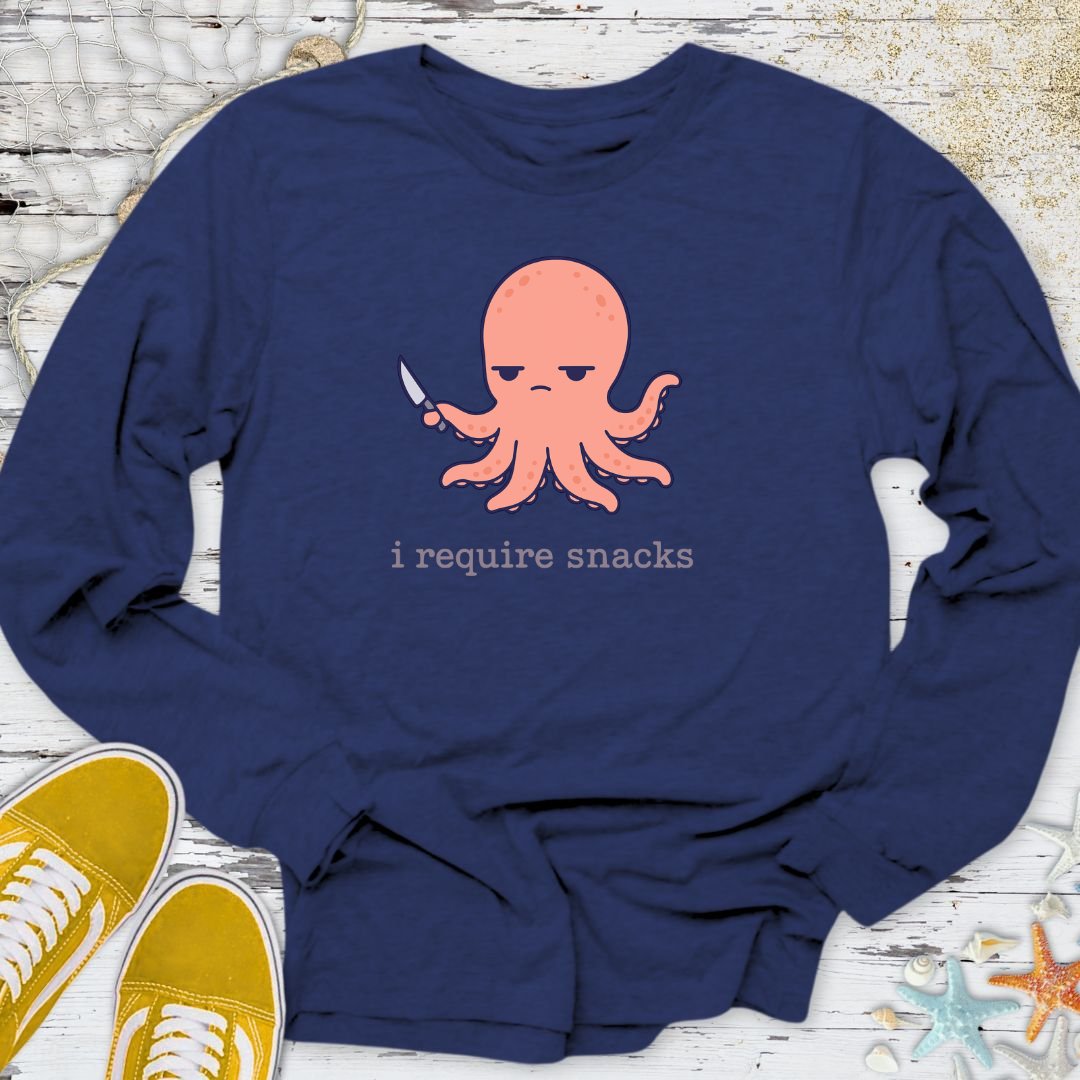 I Require Snacks Octopus Long Sleeve Tee
