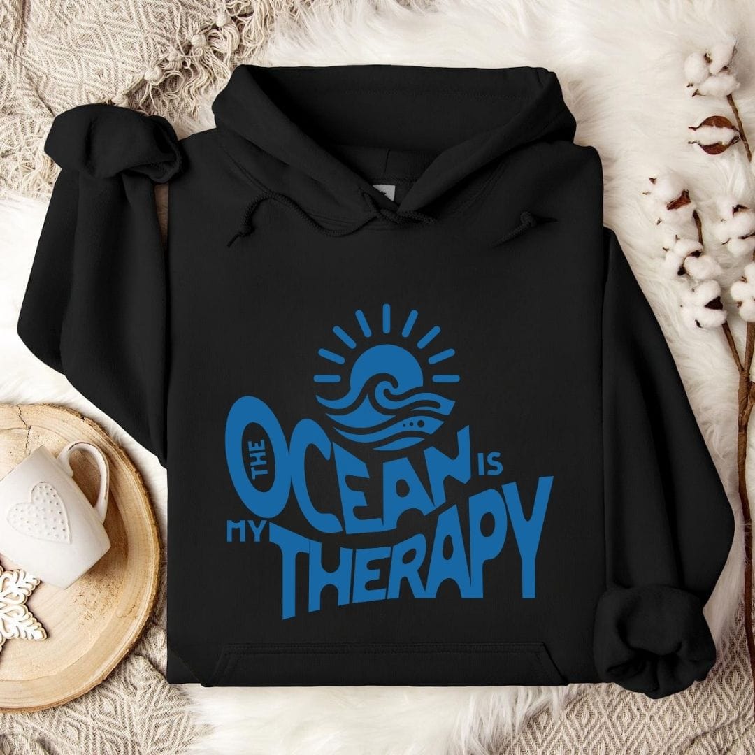 Ocean Is My Therapy Hoodie Black / S