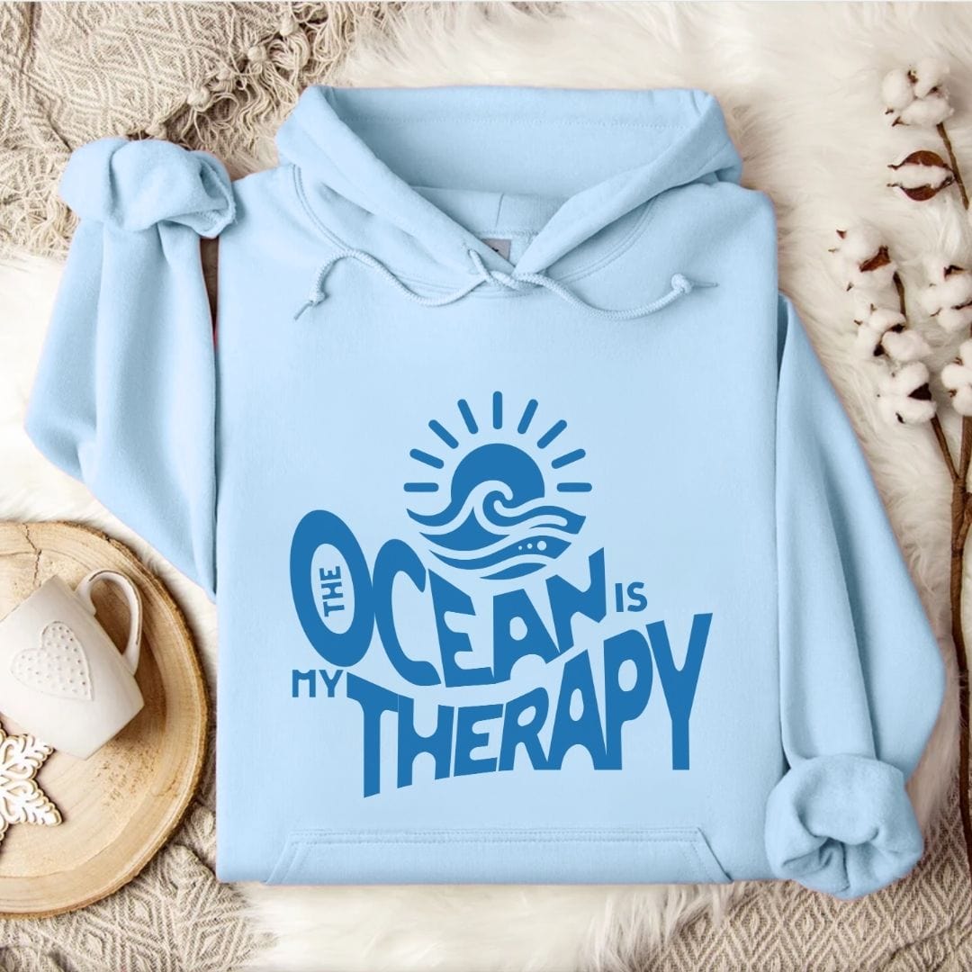 Ocean Is My Therapy Hoodie Light Blue / S