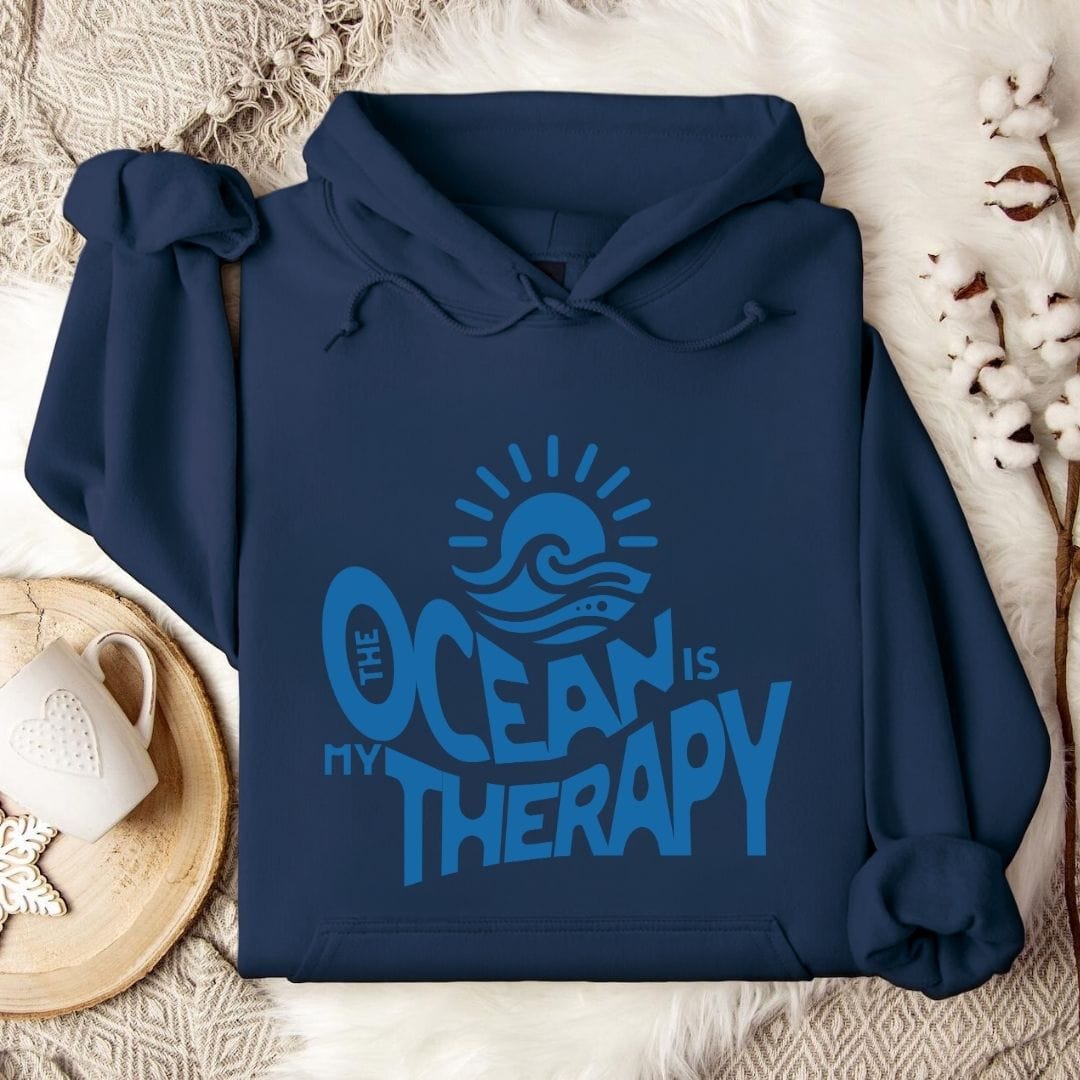 Ocean Is My Therapy Hoodie Navy / S