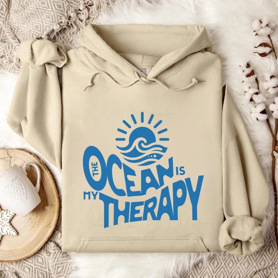 Ocean Is My Therapy Hoodie Sand / S