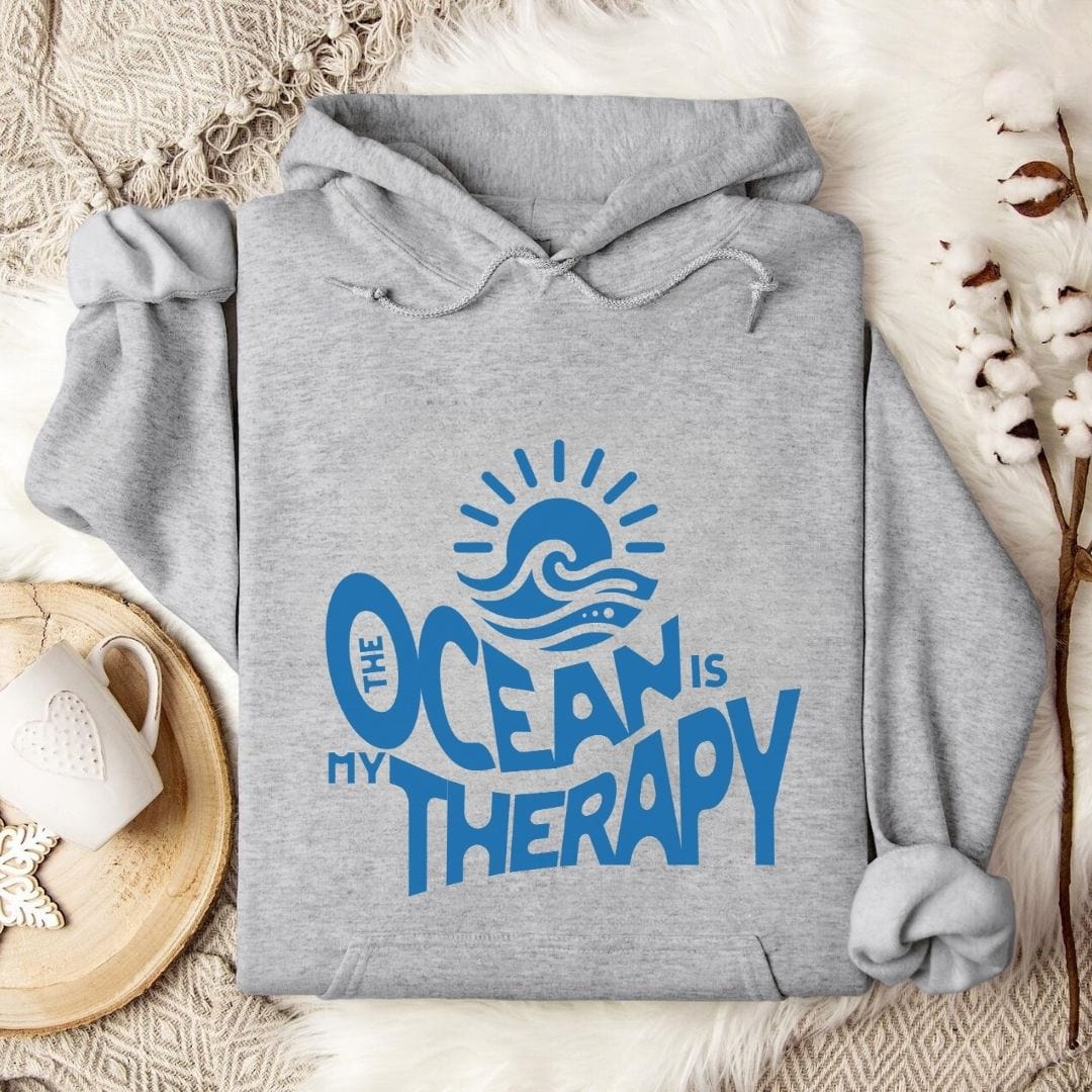 Ocean Is My Therapy Hoodie Sport Grey / S