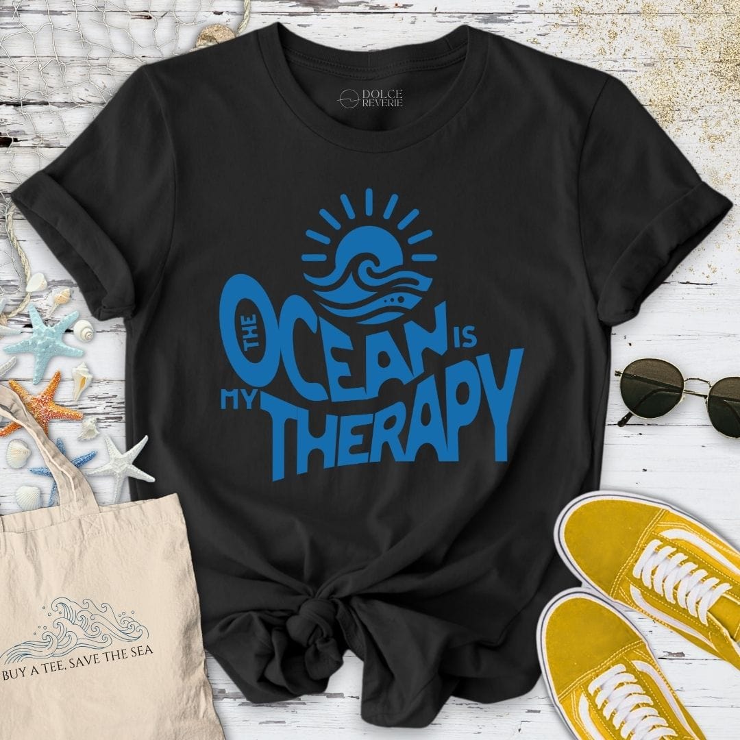 Ocean Is My Therapy T-Shirt Black / S