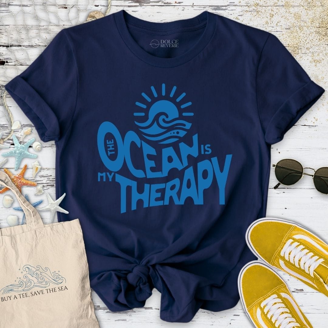 Ocean Is My Therapy T-Shirt Navy / S