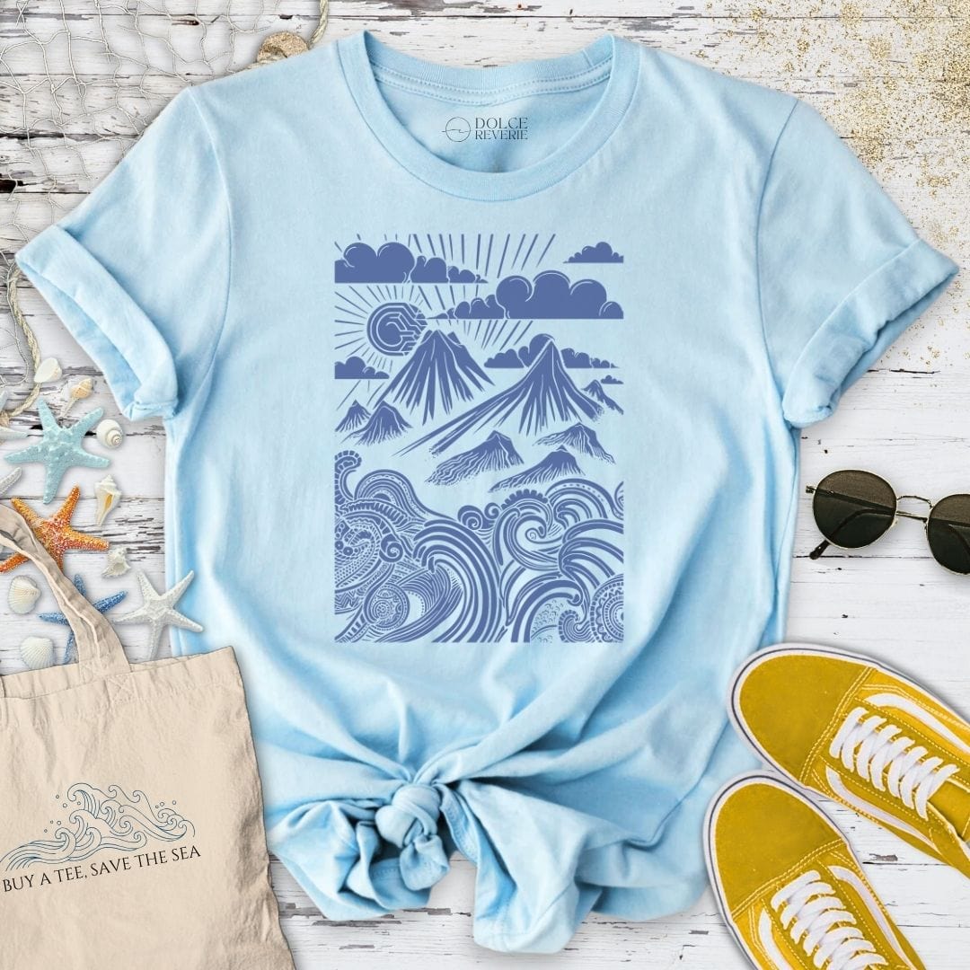 Ocean & Mountains T-Shirt Light Blue / S