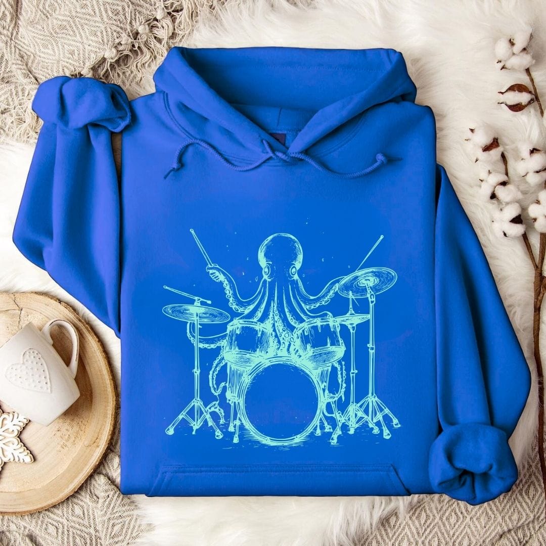 Octopus Drummer Hoodie Royal / S