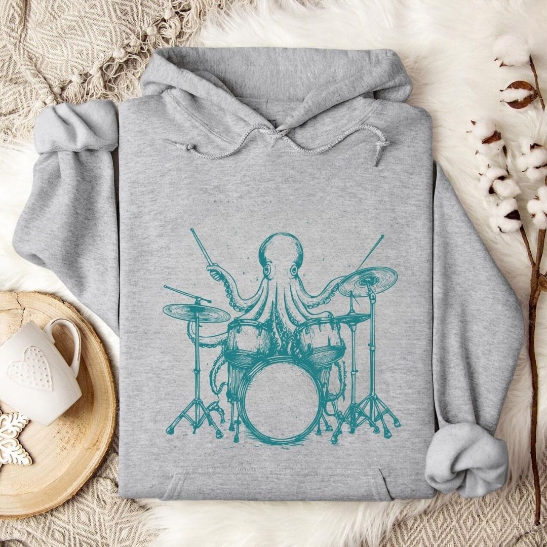 Octopus Drummer Hoodie Sport Grey / S
