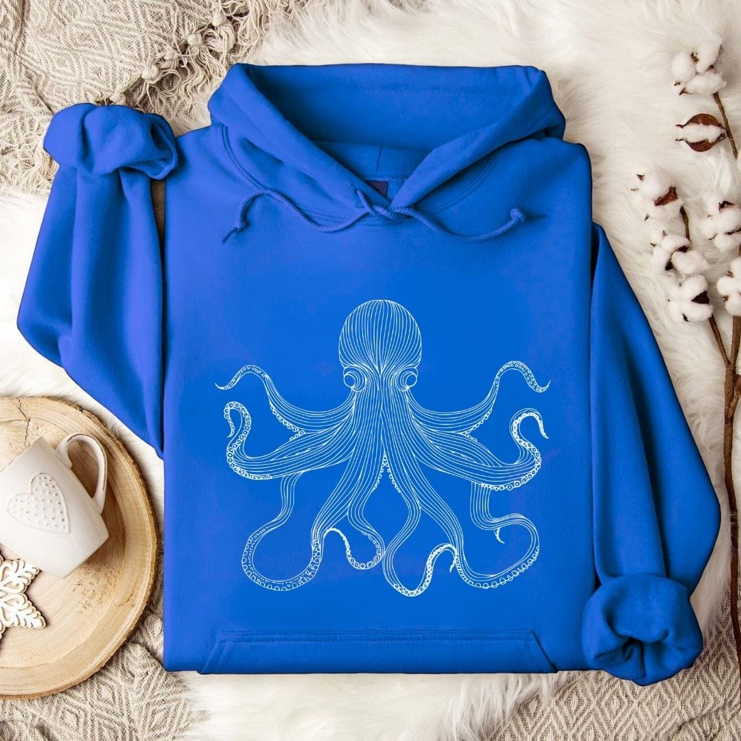Octopus Line Art Hoodie Royal / S