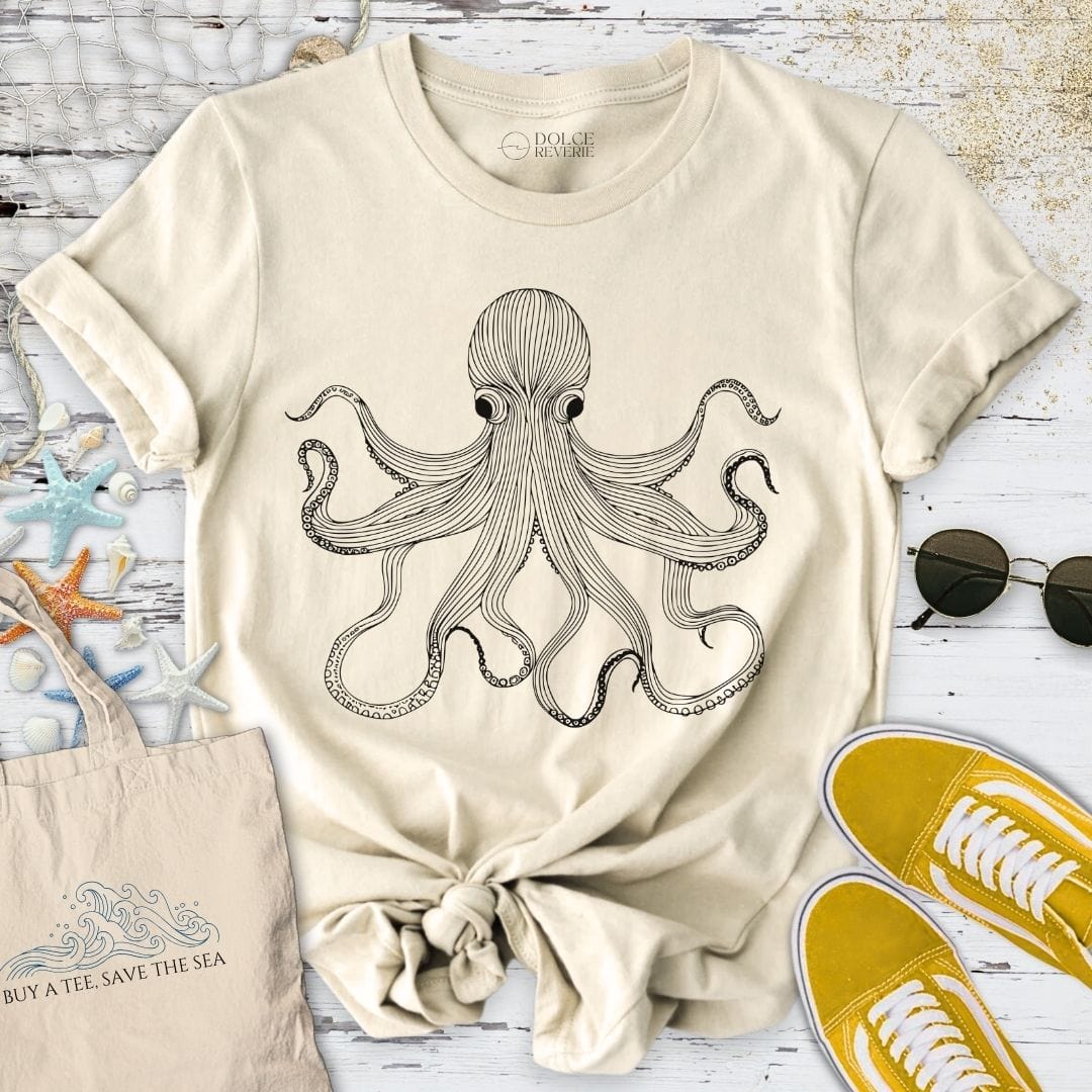 Octopus Line Art T-Shirt Natural / S