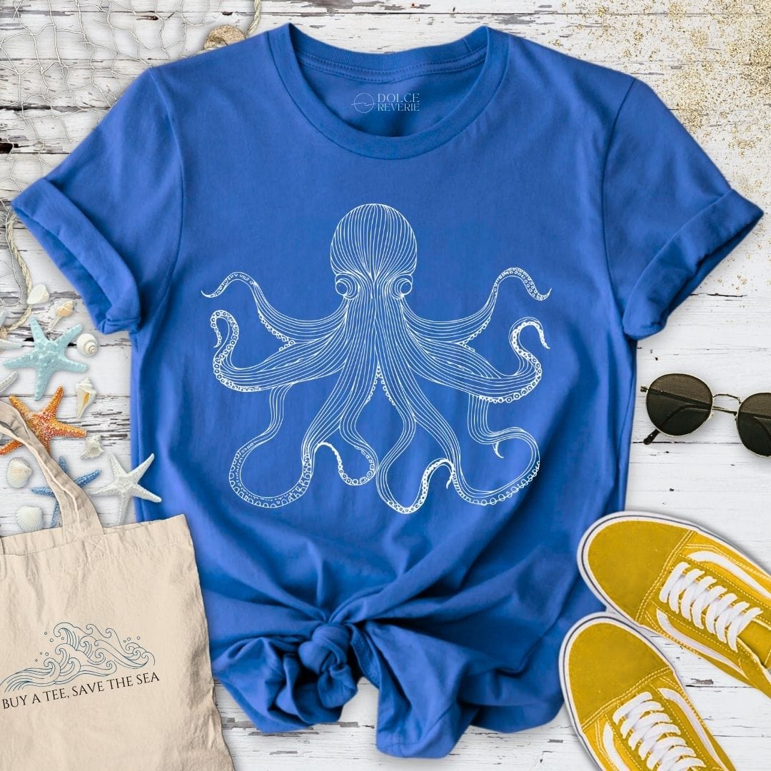 Octopus Line Art T-Shirt Royal / S