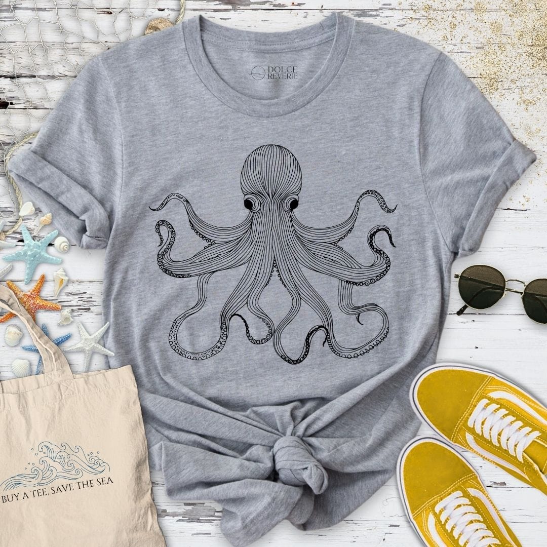 Octopus Line Art T-Shirt Sport Grey / S