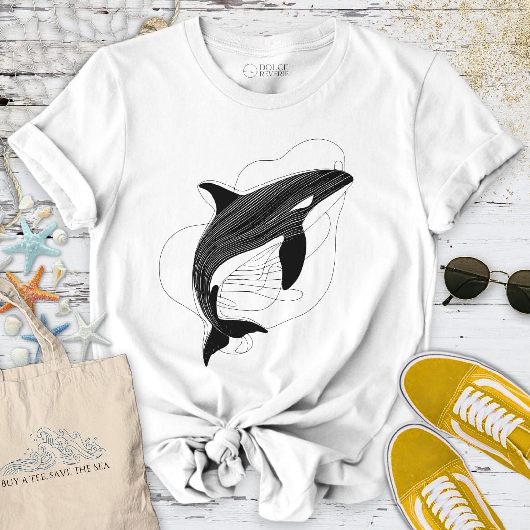 Orca Line Art T-Shirt White / S