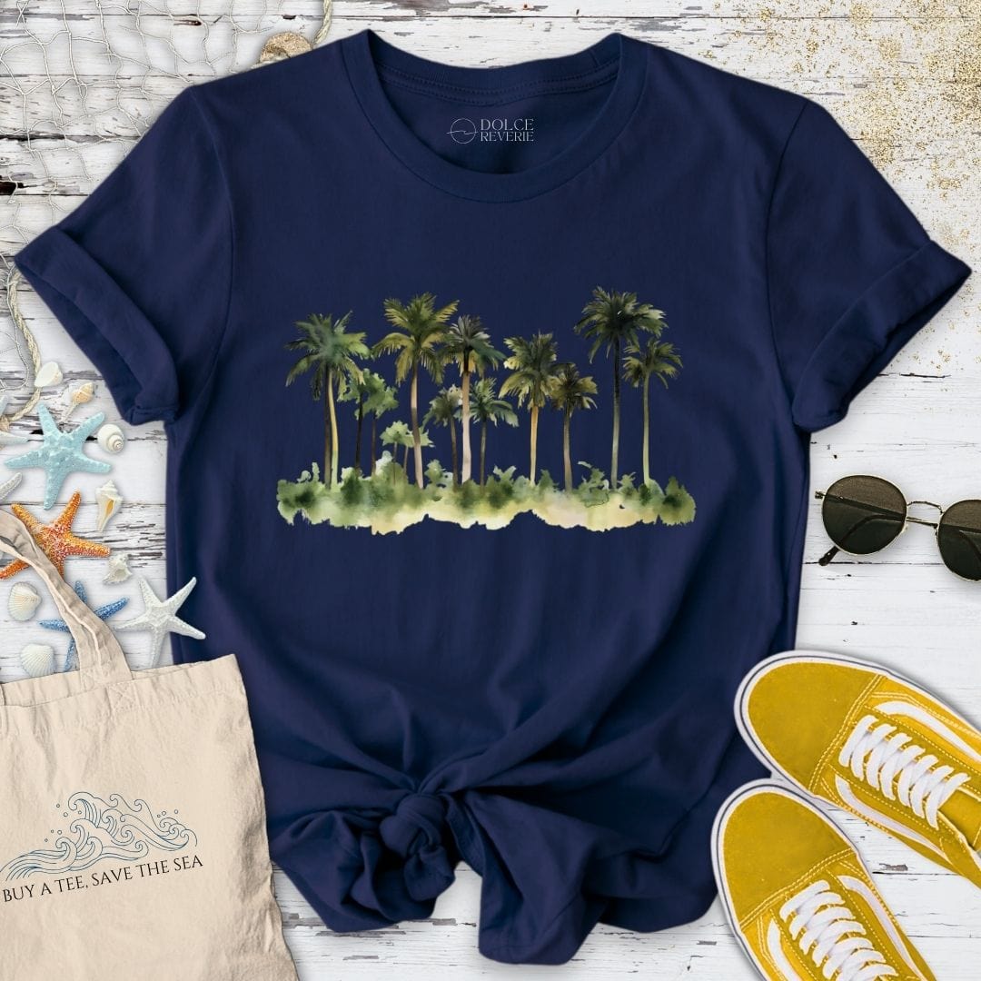 Palmtrees Watercolor T-Shirt Navy / S