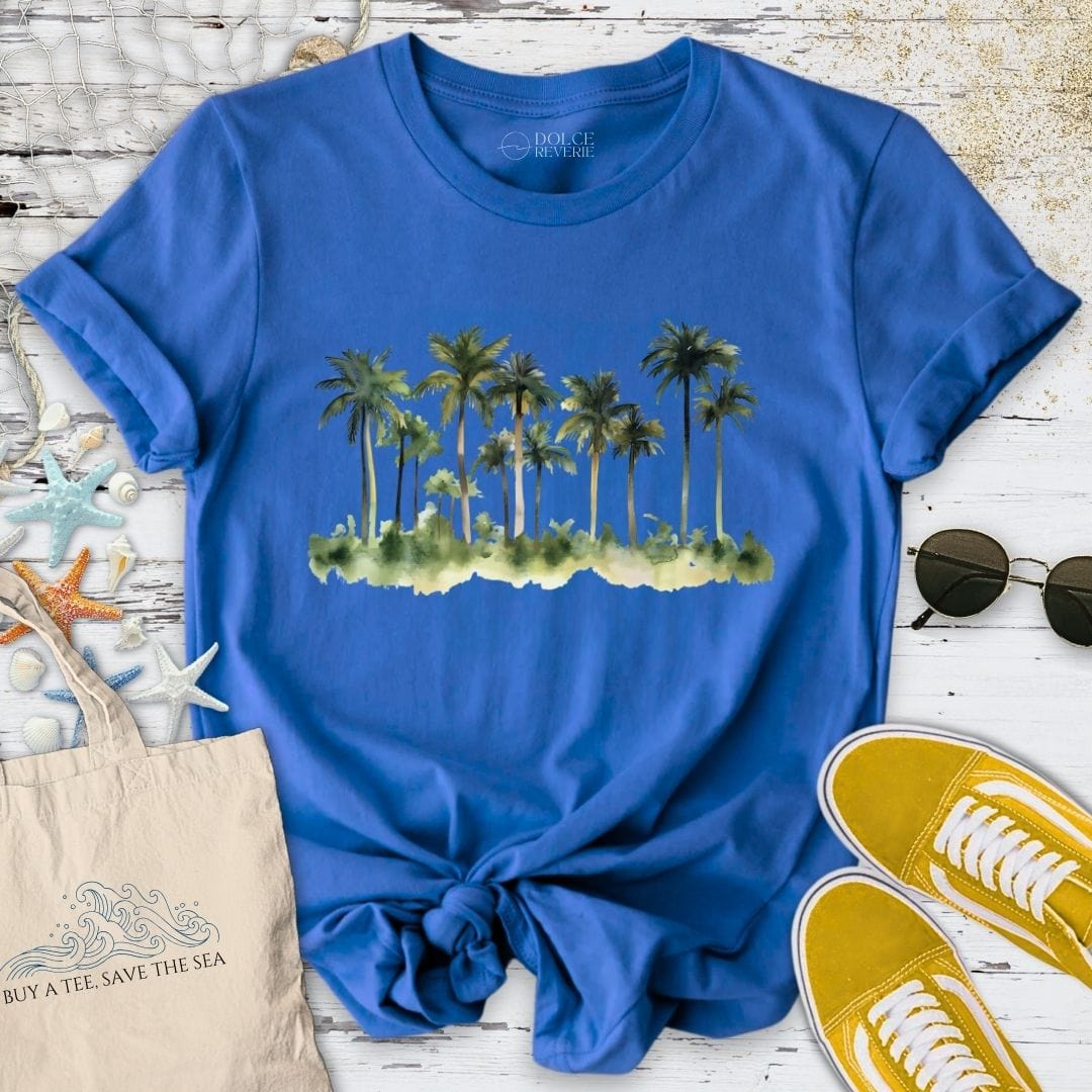 Palmtrees Watercolor T-Shirt Royal / S