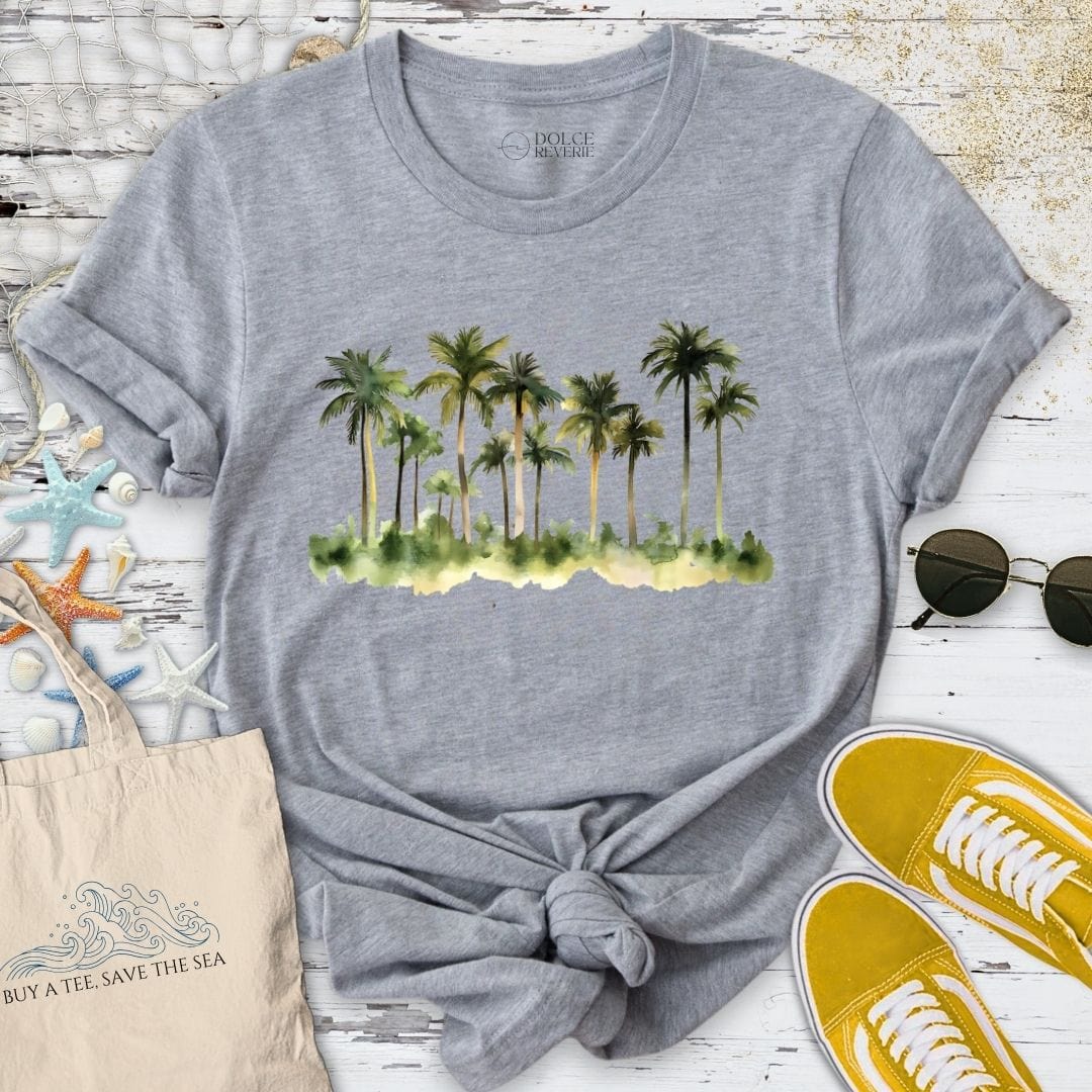 Palmtrees Watercolor T-Shirt Sport Grey / S