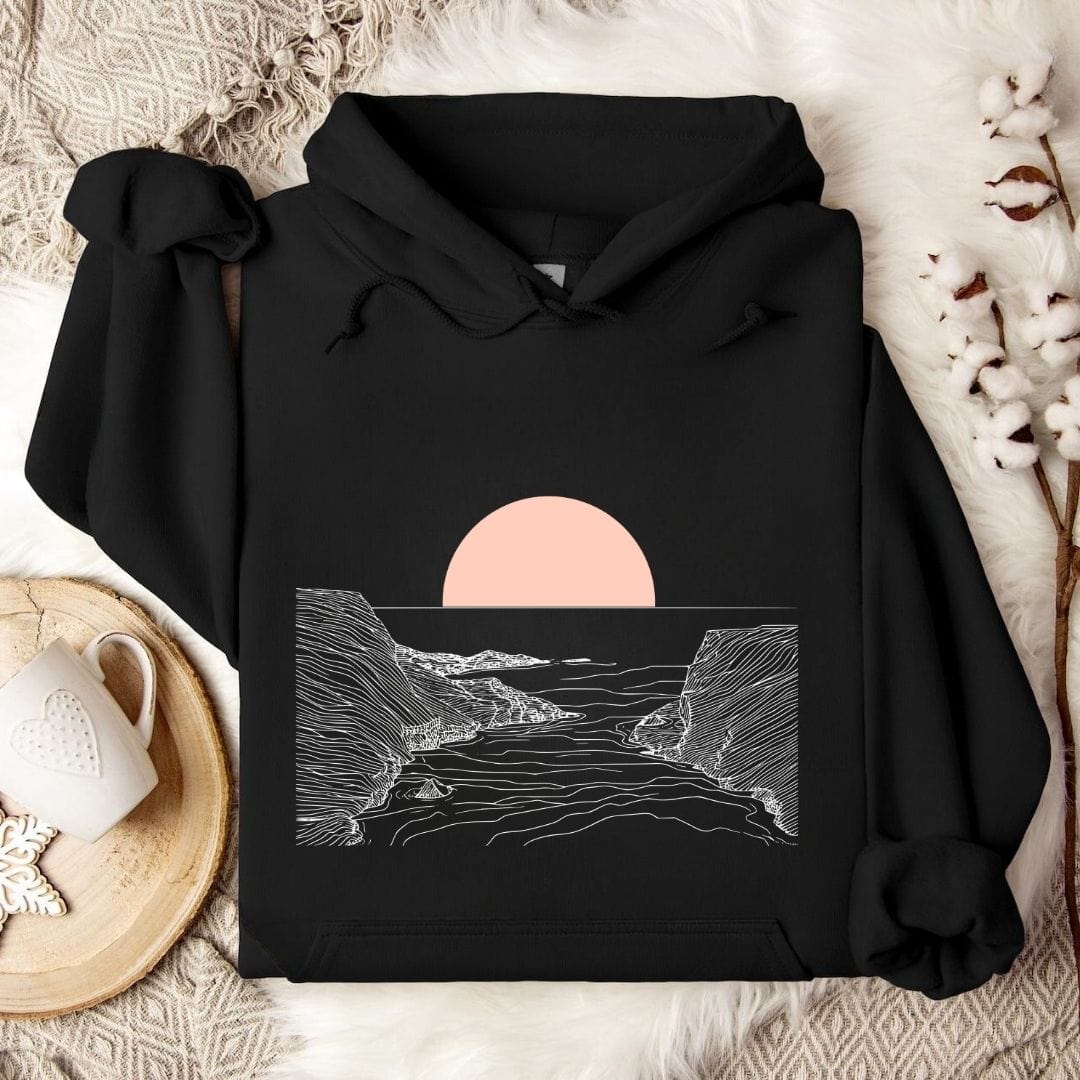 Pastel Line Sunset Hoodie Black / S