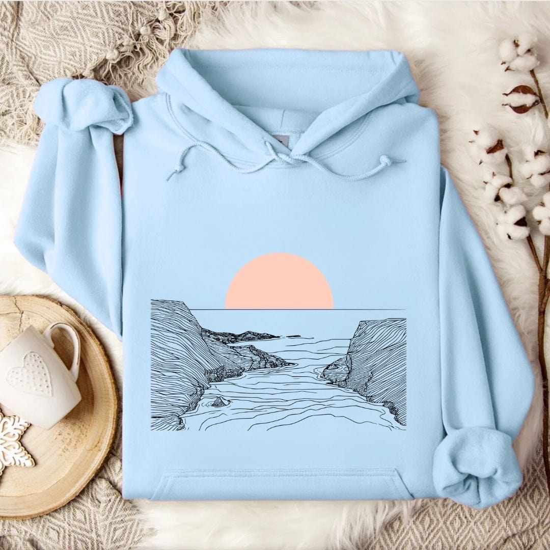 Pastel Line Sunset Hoodie Light Blue / S