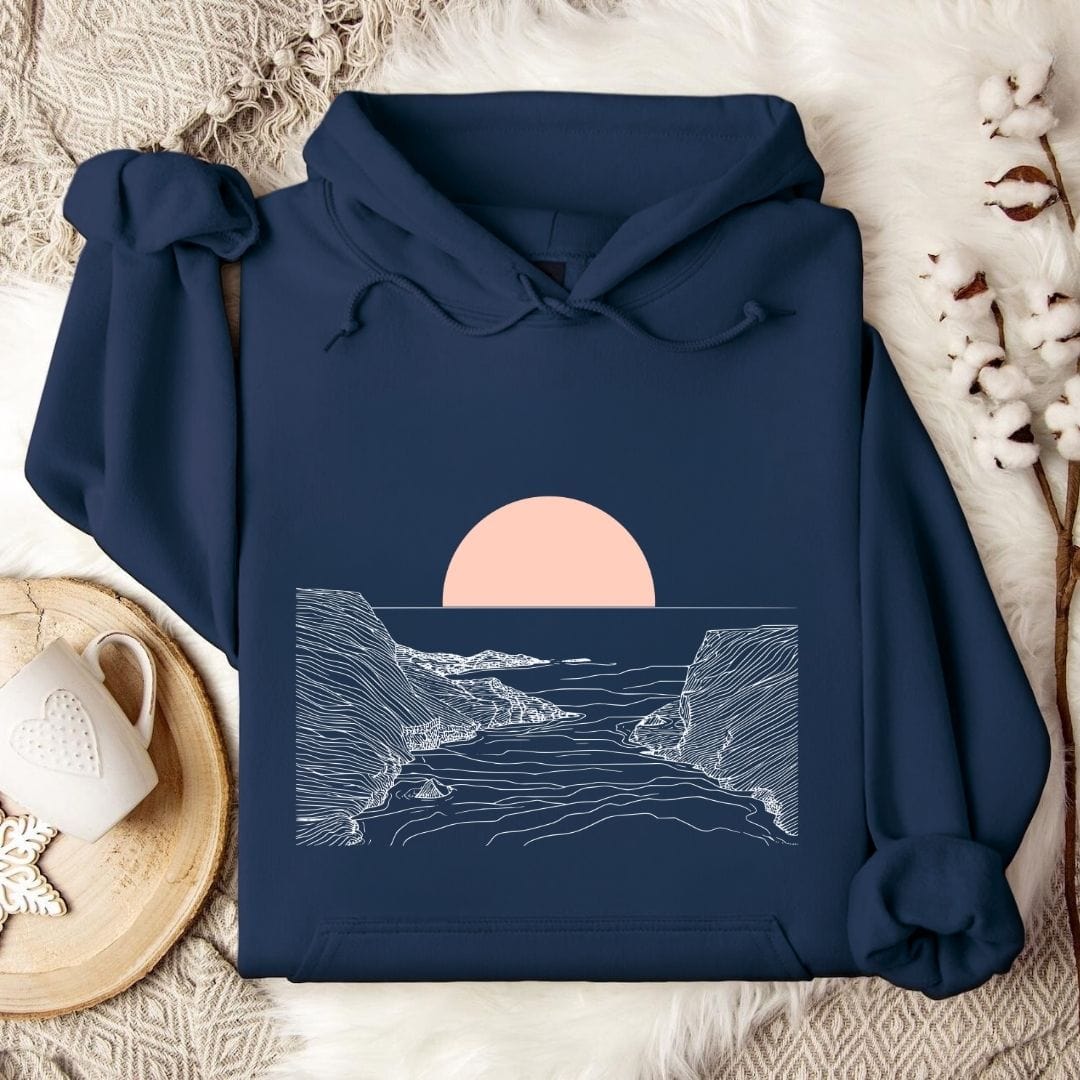 Pastel Line Sunset Hoodie Navy / S