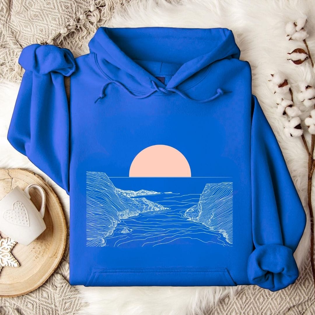 Pastel Line Sunset Hoodie Royal / S