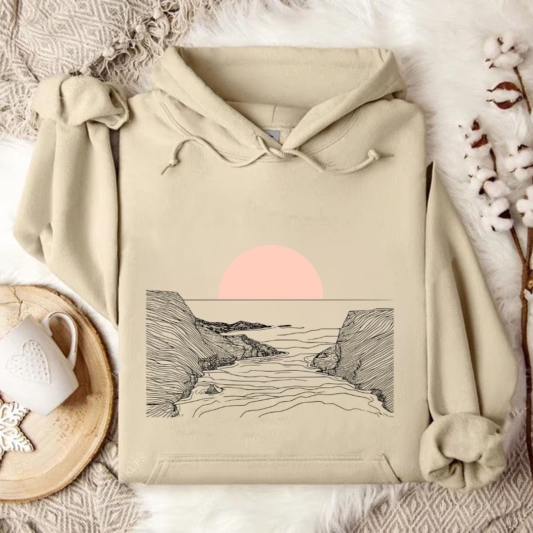 Pastel Line Sunset Hoodie Sand / S
