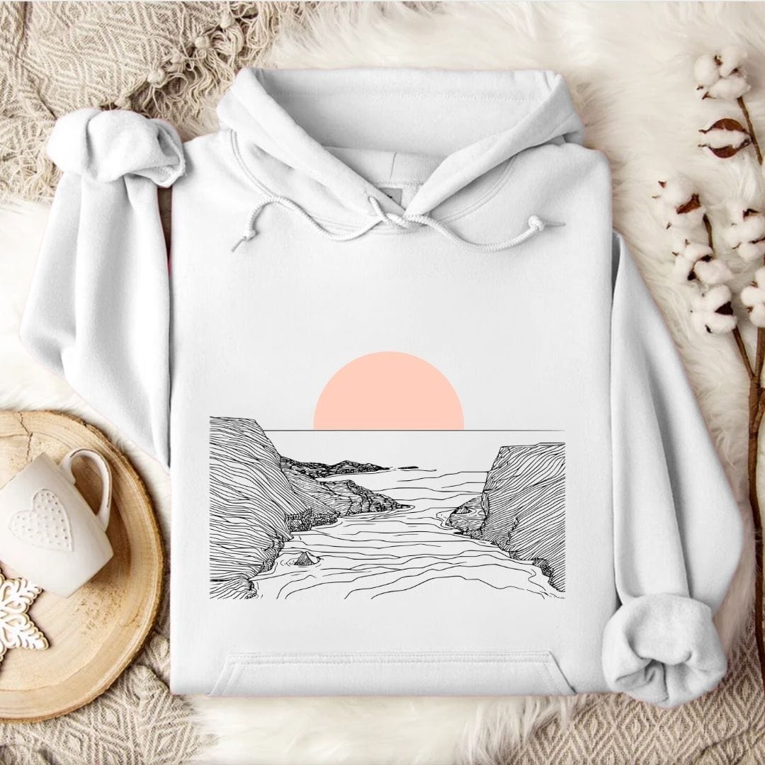 Pastel Line Sunset Hoodie White / S