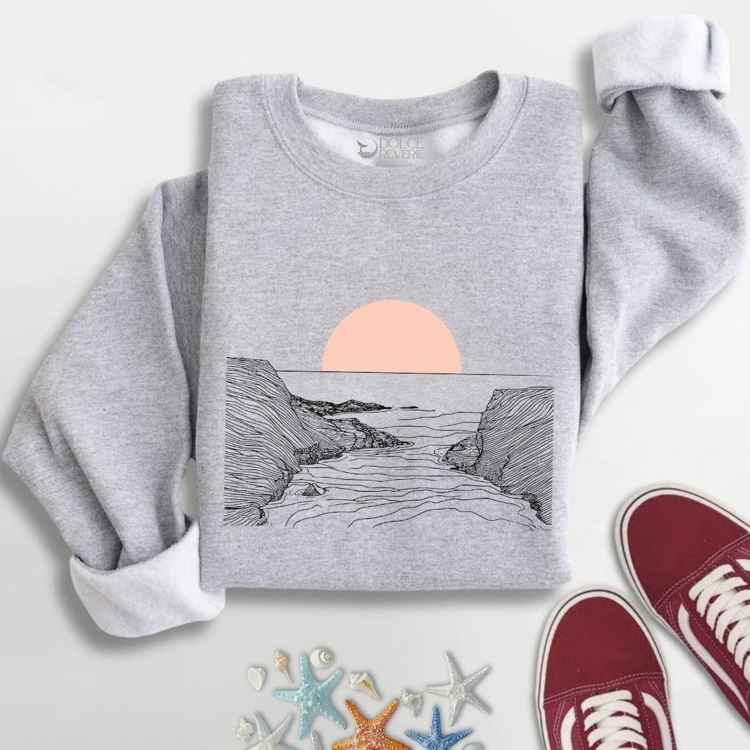 Pastel Sunset Line Art Sweatshirt S / Sport Grey