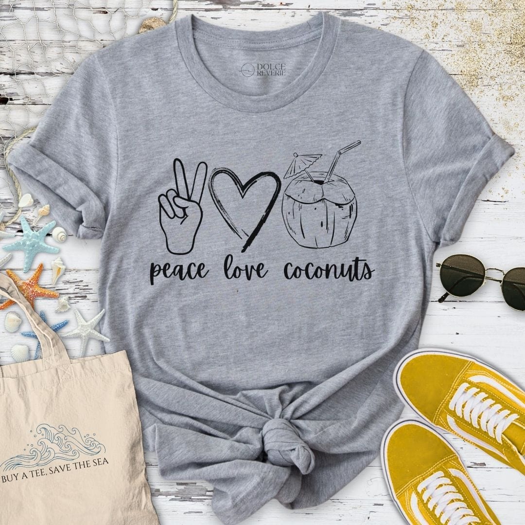 Peace Love Coconuts T-Shirt Sport Grey / S