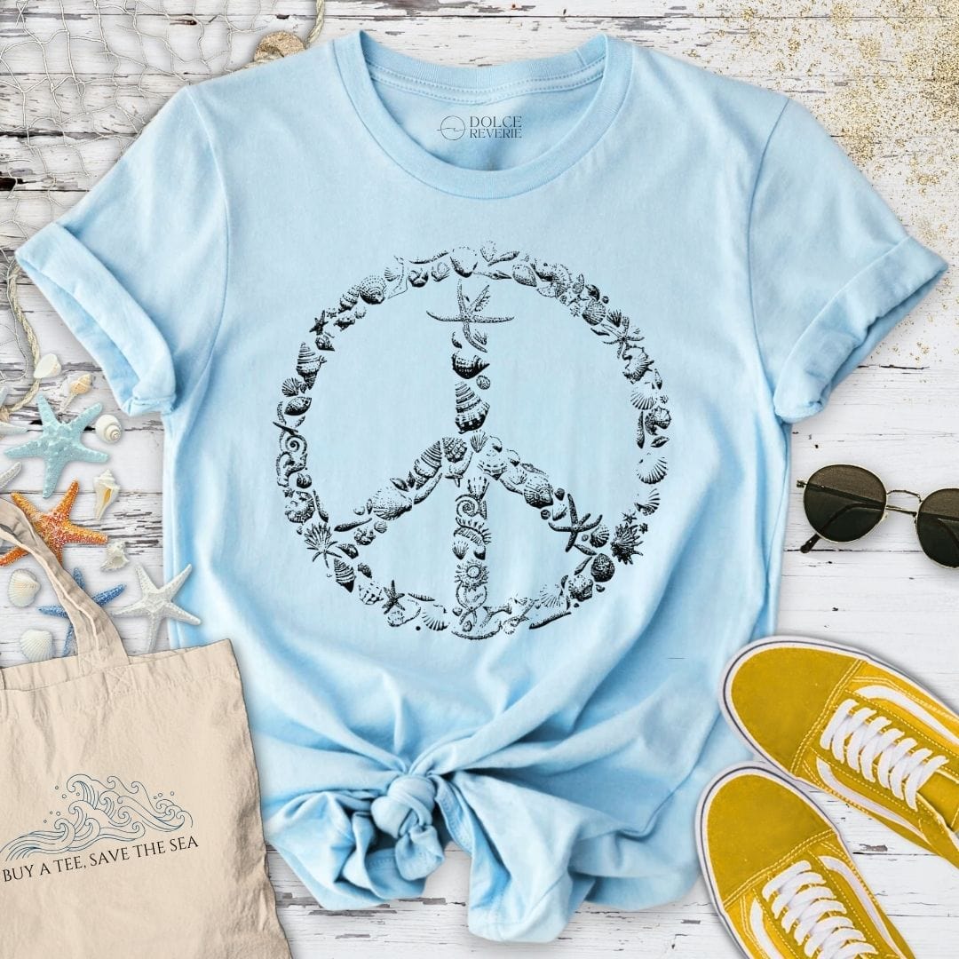 Peace & Shells T-Shirt Light Blue / S