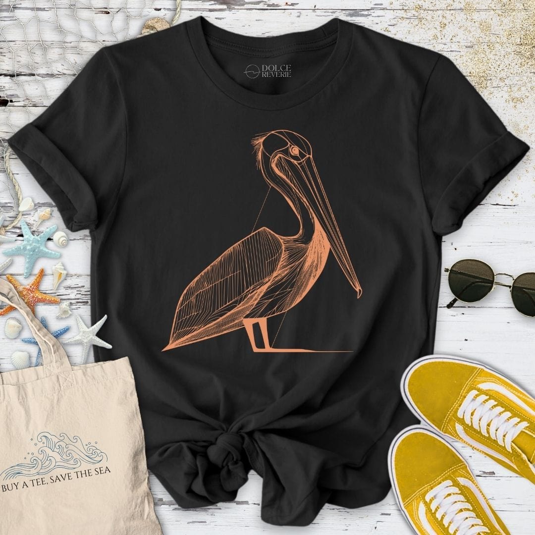 Pelican Line Art T-Shirt Black / S