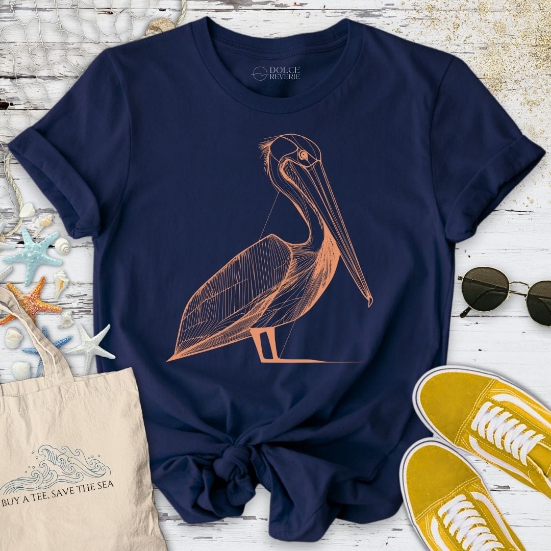 Pelican Line Art T-Shirt Navy / S