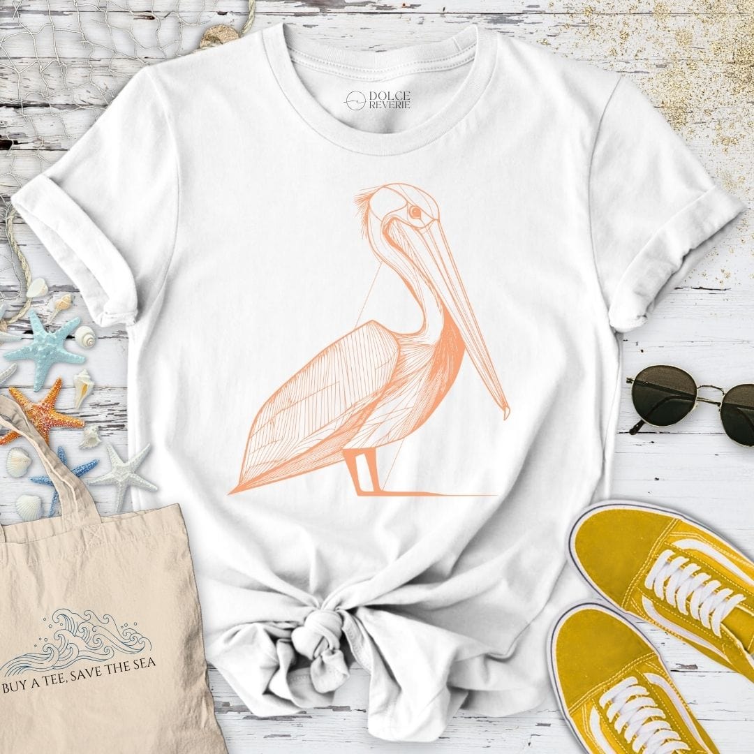 Pelican Line Art T-Shirt White / S