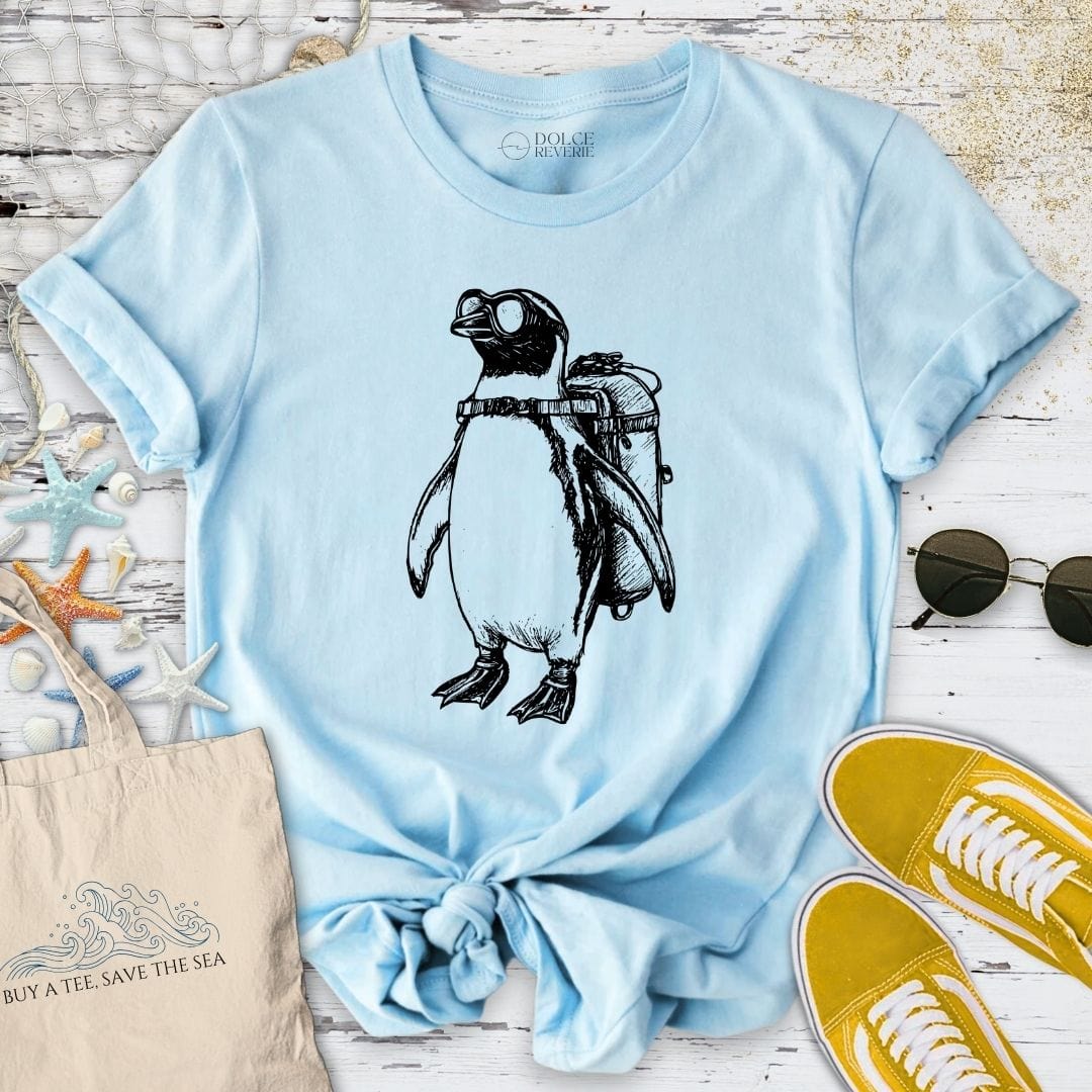 Penguin Diver T-Shirt Light Blue / S