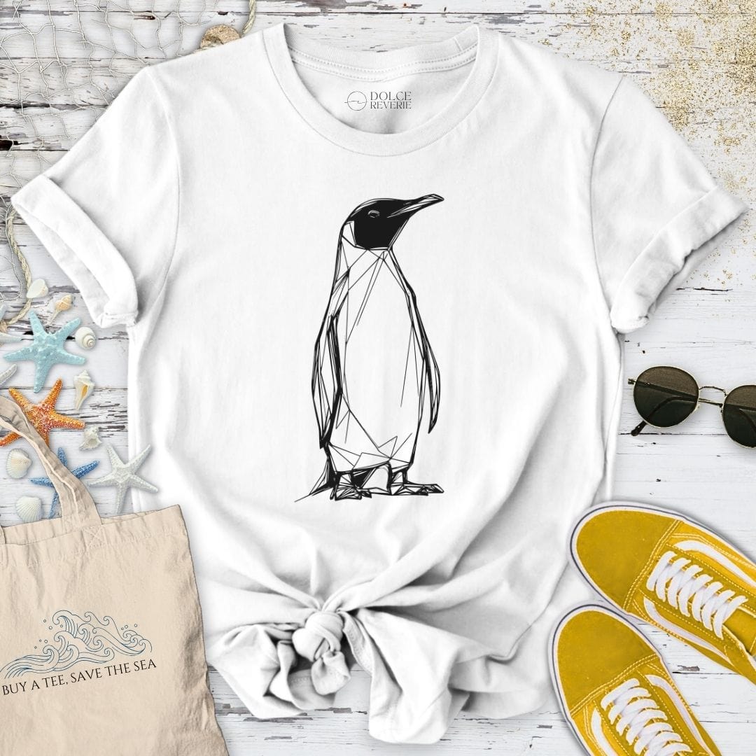 Penguin Line Art T-Shirt White / S