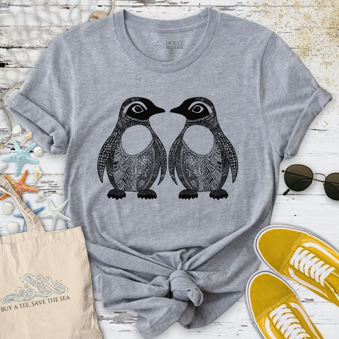 Penguins Zentangle T-Shirt Sport Grey / S