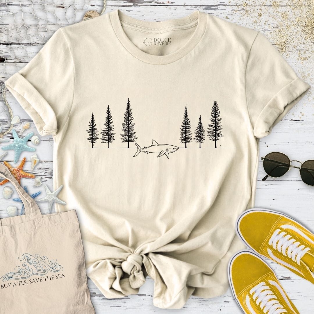 Pines & Shark T-Shirt Natural / S