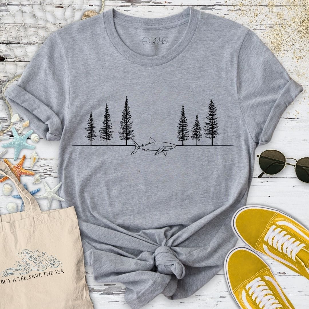 Pines & Shark T-Shirt Sport Grey / S