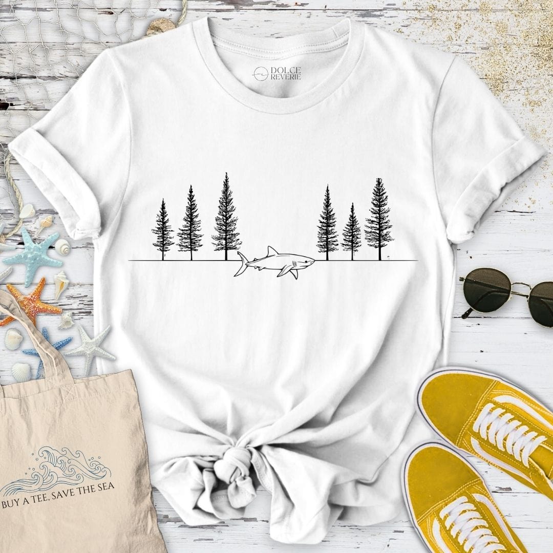 Pines & Shark T-Shirt White / S