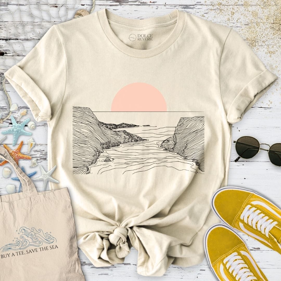 Pink Sunset Line Art T-Shirt Natural / S
