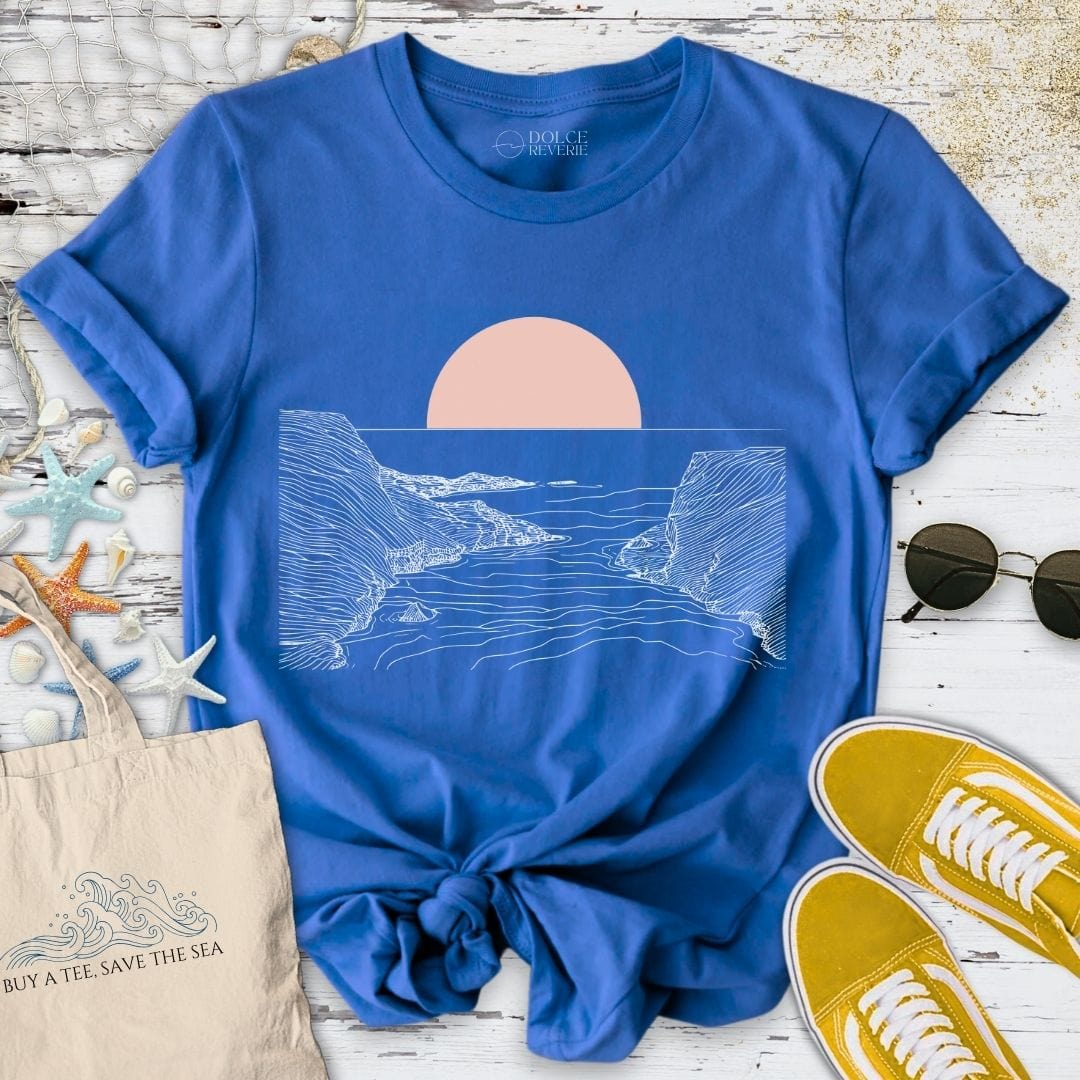 Pink Sunset Line Art T-Shirt Royal / S