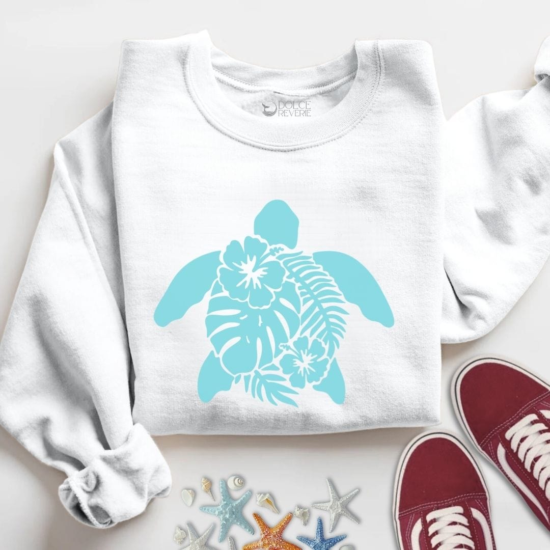 Plant Turtle Sweatshirt S / White