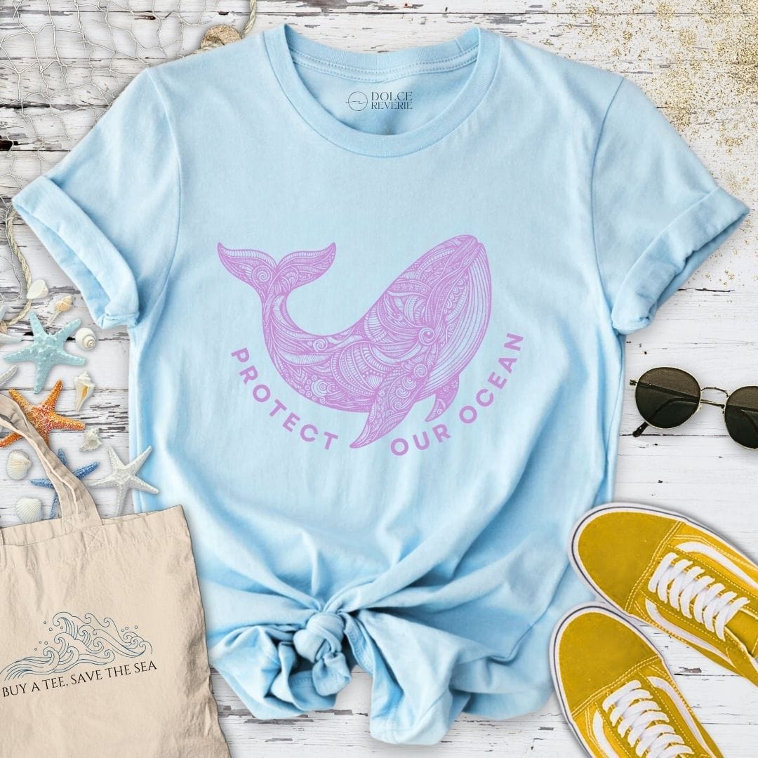 Protect Our Ocean Whale T-Shirt Light Blue / S