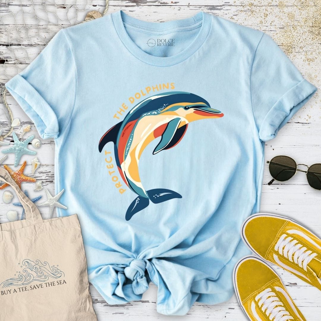 Protect The Dolphins T-Shirt Light Blue / S