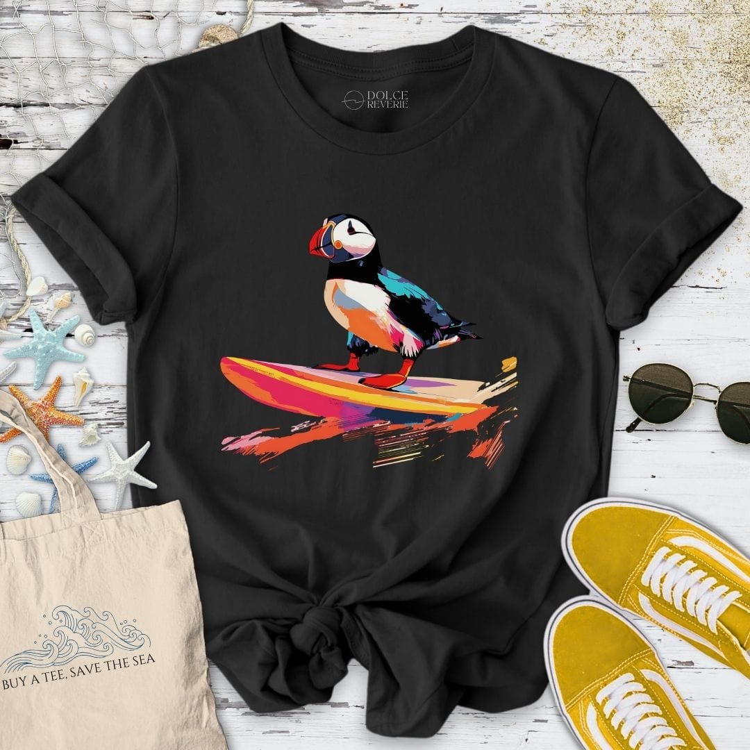 Puffin Surfer T-Shirt Black / S