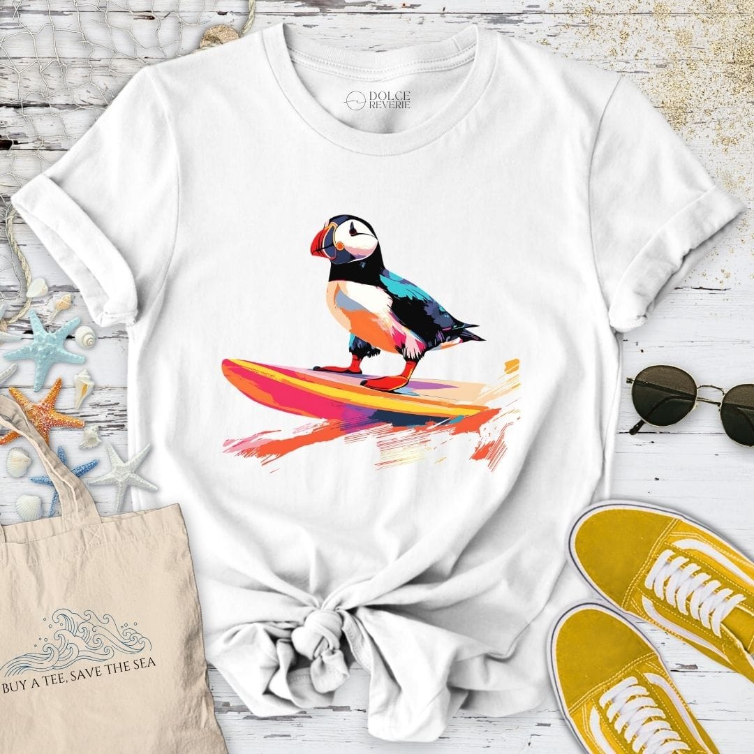Puffin Surfer T-Shirt White / S