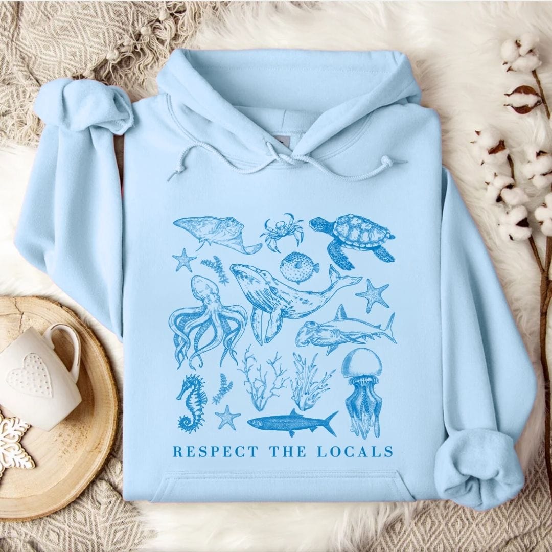 Respect The Locals Hoodie Light Blue / S