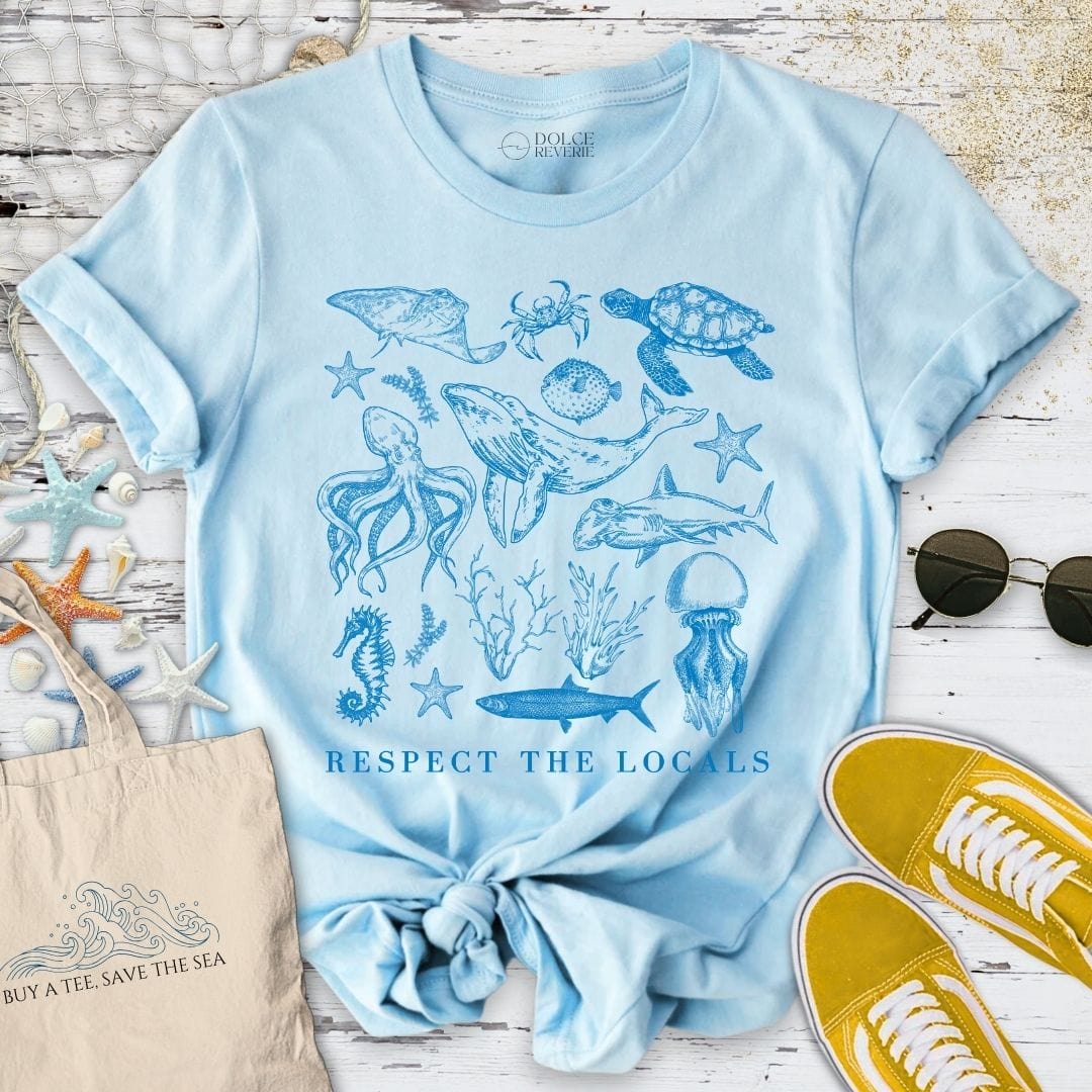 Respect The Locals T-Shirt Light Blue / S