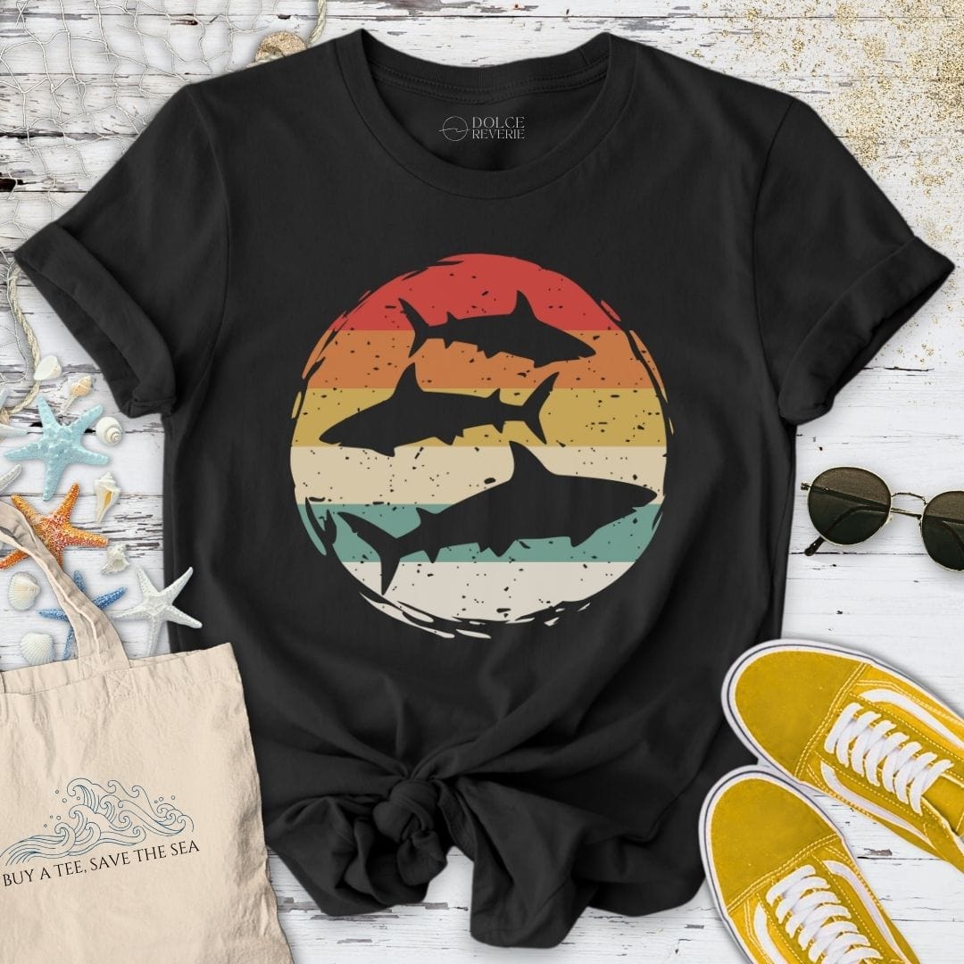 Retro Sharks T-Shirt Black / S