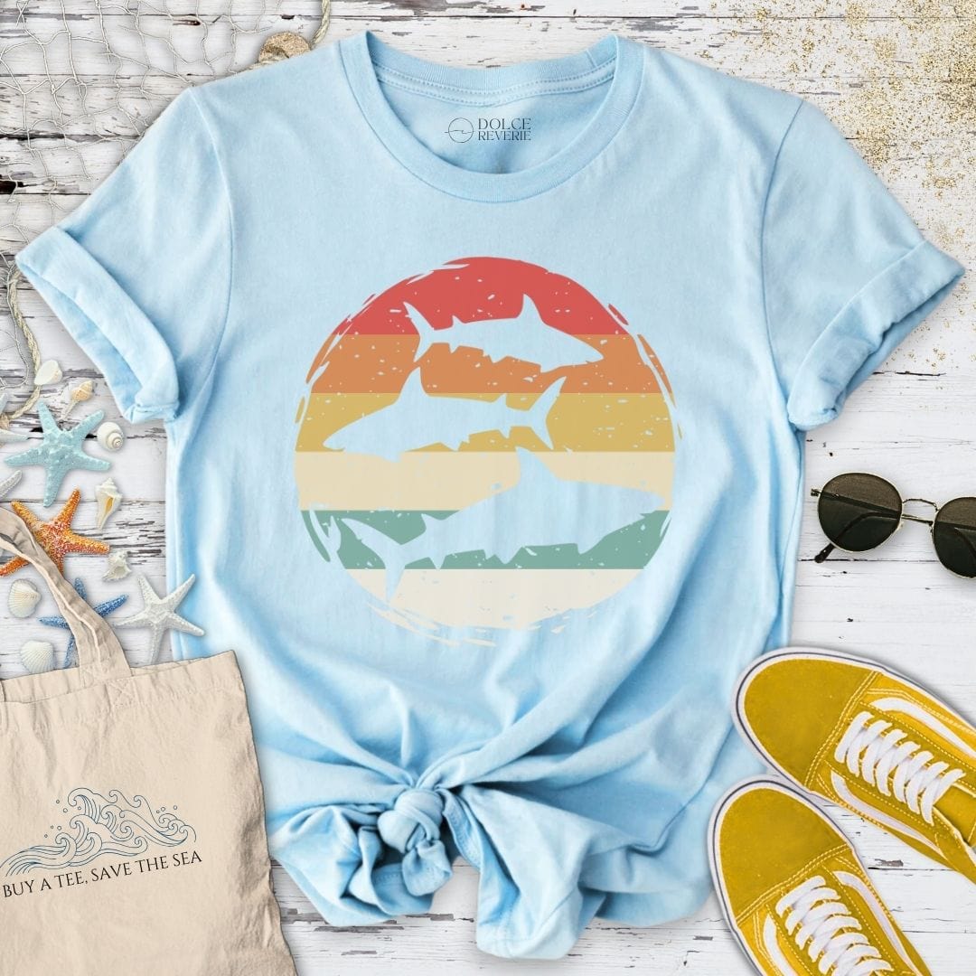 Retro Sharks T-Shirt Light Blue / S