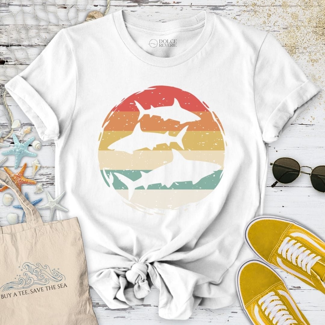 Retro Sharks T-Shirt White / S